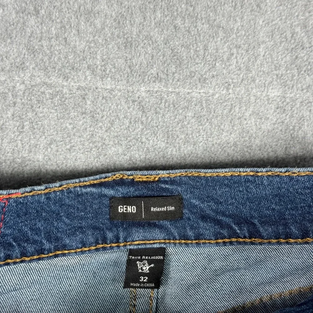 True Religion Geno Relaxed Slim Fit Mens Jeans 32x34 Cotton Thick Stitch